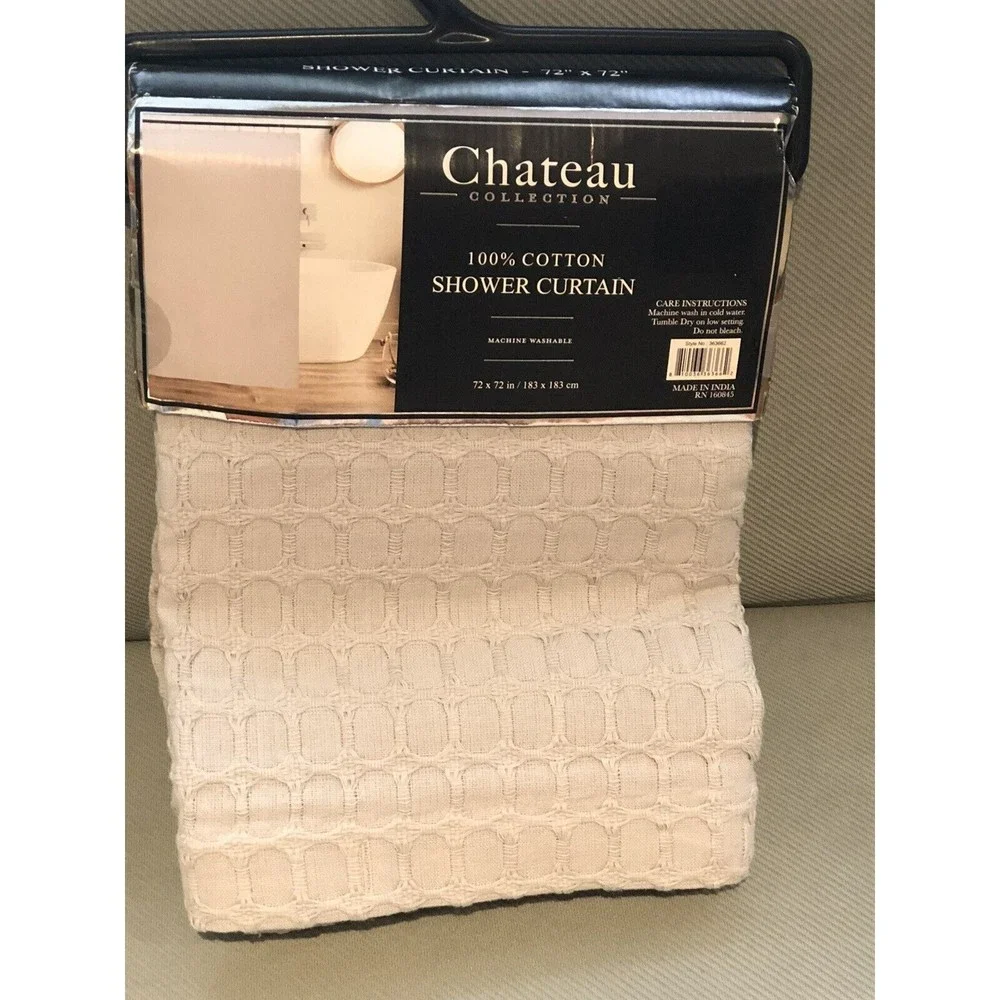 New Luxury CHATEAU COLLECTION Shower Curtain 100% Cotton Embroidered 72” Gray